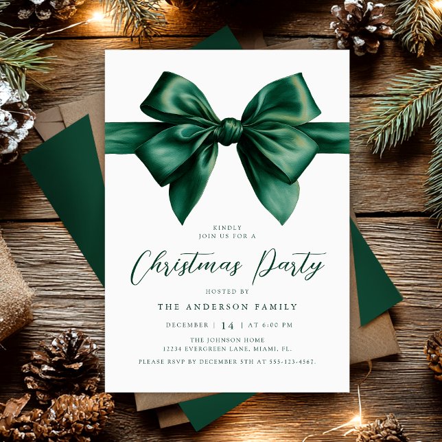 Convite Watercolor Green Christmas Party (Criador carregado)