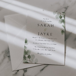 Convite Watercolor Green Leaf Elegance Wedding