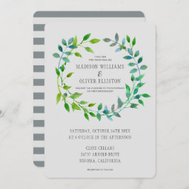 Convite Watercolor Green Leaf Wreath | Casamento