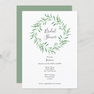 Convite Watercolor Green Olive Wreath