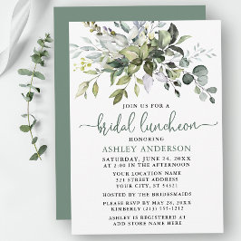 Convite Watercolor Greenery Bridal Luncheon Sage Green
