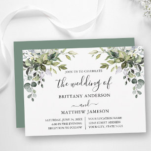 Convite Watercolor Greenery Calliografia Sage Casamento Ve