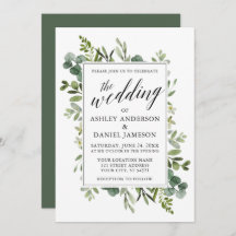Watercolor Greenery Calliografia Sage Wedding
