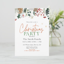 Convite Watercolor Greenery Christmas Party