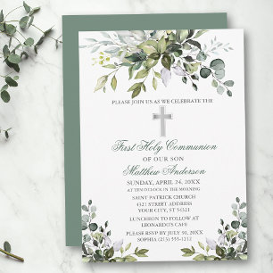 Convite Watercolor Greenery First Community Sage Green