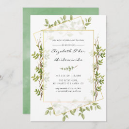 Convite Watercolor Greenery Geométrico Bridesmaids Luncheo
