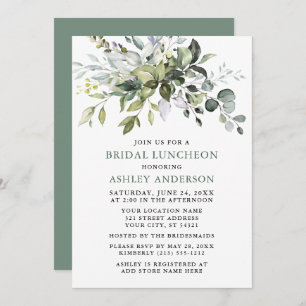 Convite Watercolor Greenery Sage Green Bridal