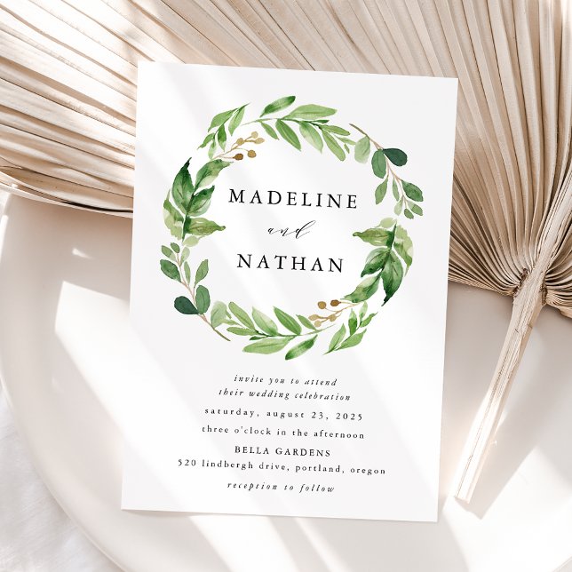 Convite Watercolor Greenery Weath (Criador carregado)