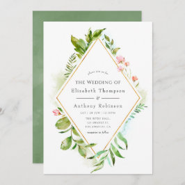 Convite Watercolor Greenery Wedding