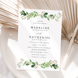 Convite Watercolor Greenery Wedding