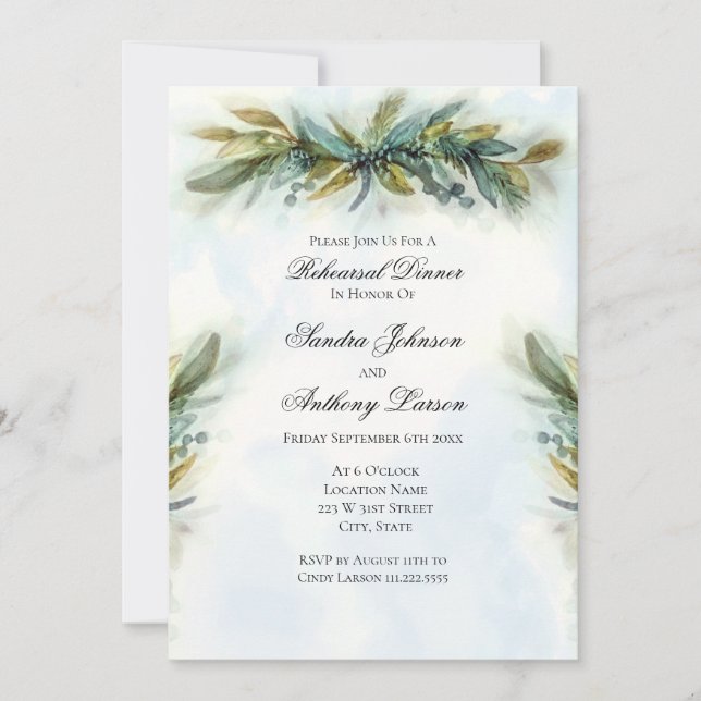 Convite Watercolor Greenery Wedding (Frente)