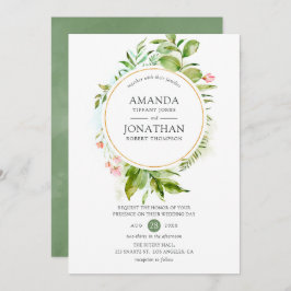 Convite Watercolor Greenery Wedding