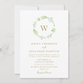 Convite Watercolor Greenery Wreath Weditation