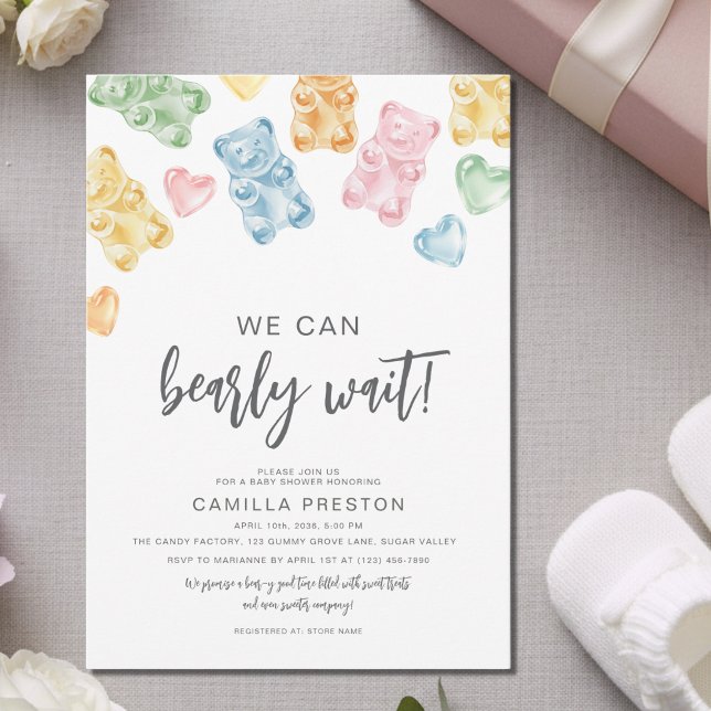 Convite Watercolor Gummy Bears Baby Shower (Criador carregado)