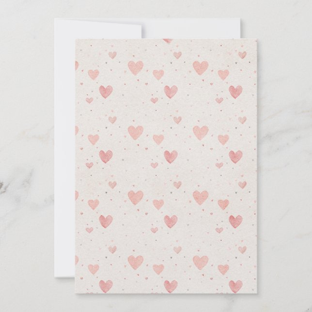 Convite Watercolor Heart Pattern Invitation (Frente)