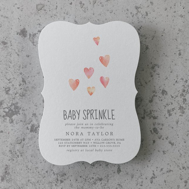Convite Watercolor Hearts Girl Sprinkle Invitation (Criador carregado)