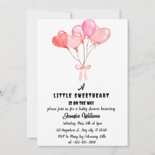 Convite Watercolor Hearts Little Sweetheart Chá de fraldas