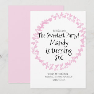 Convite Watercolor Hearts Stamp Wreath Birthday