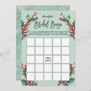 Convite Watercolor Holly e Berries Bridal Bingo