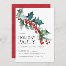 Watercolor Holly e Berries FESFESTAY Party