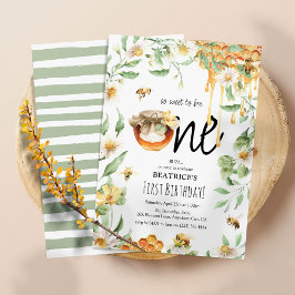 Convite Watercolor Honey Sweet to Bee ONE primeiro anivers