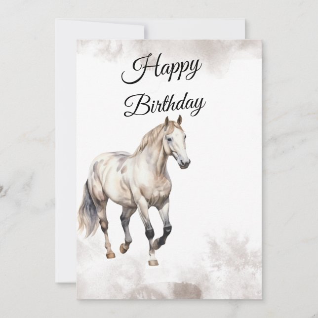 Convite Watercolor Horse Birthday Greeting Card (Frente)
