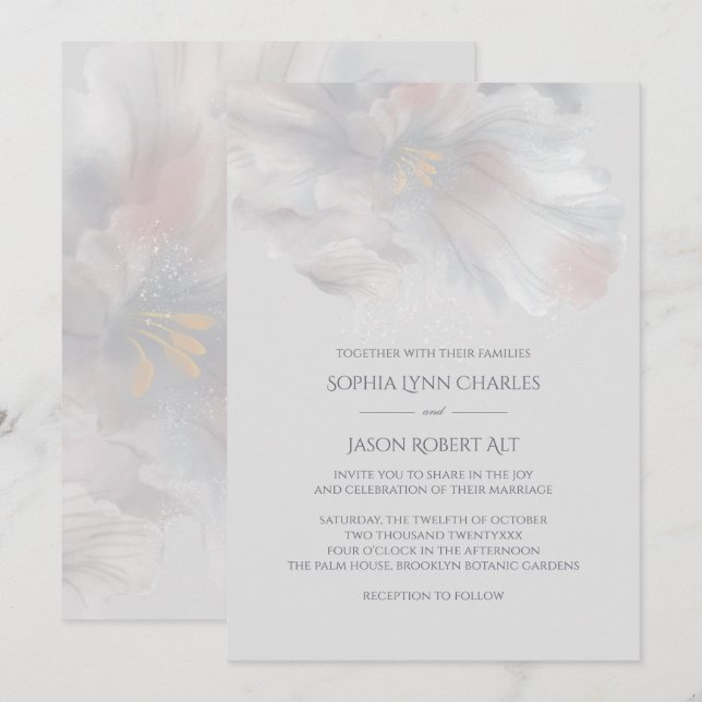 Convite Watercolor Iris Wedding (Frente/Verso)