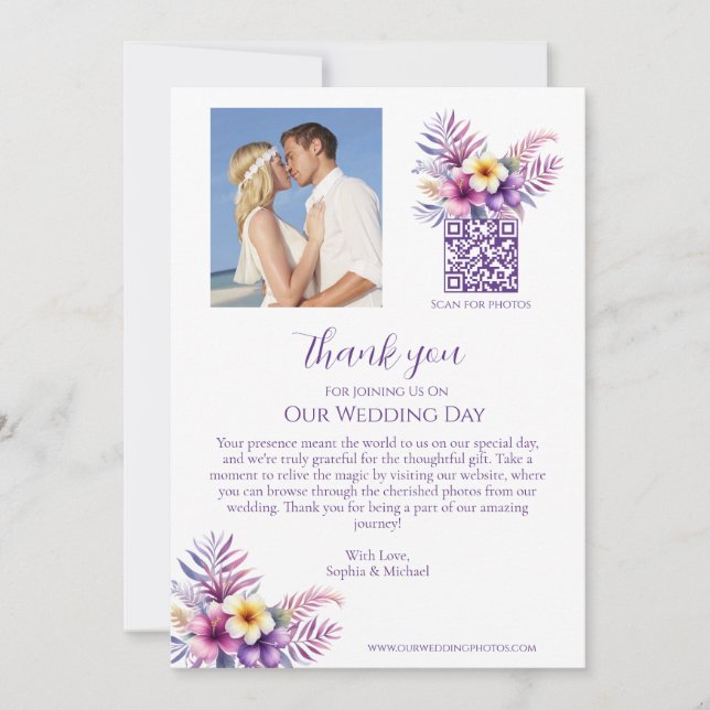 Convite Watercolor Island Romance-Wedding Obrigado- (Frente)
