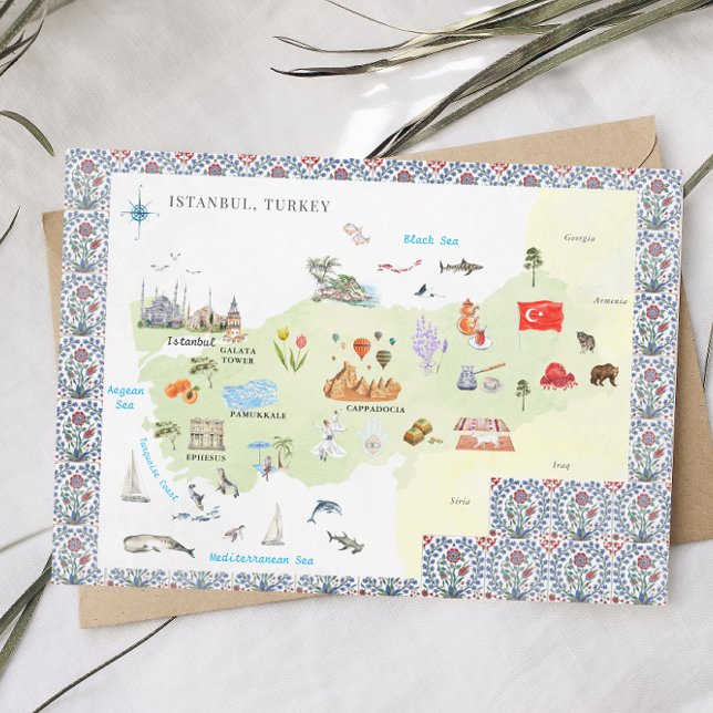 Convite Watercolor Istambul, Turquia Map (Criador carregado)