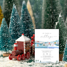 Convite Watercolor It Takes A Village Winter Baby Shower