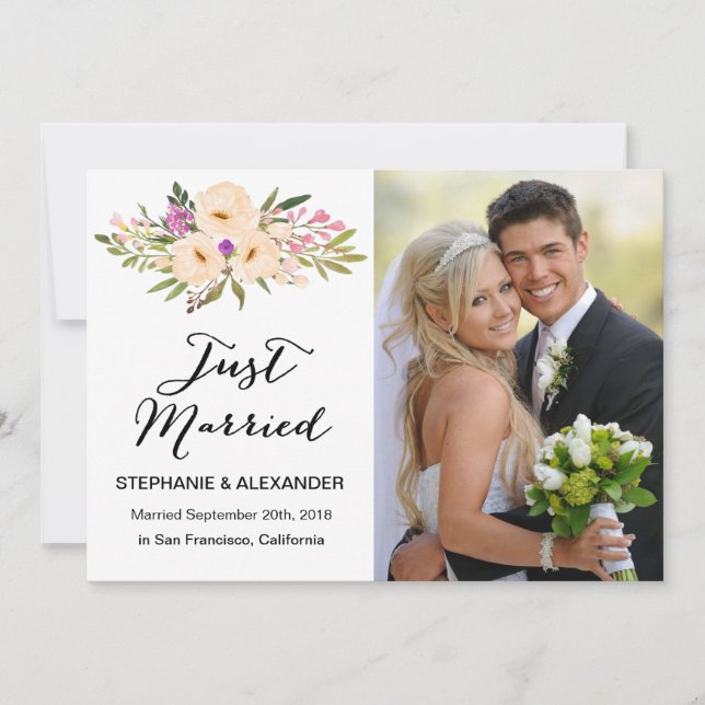 Convite Watercolor Ivory Buquê Anemones (Frente)