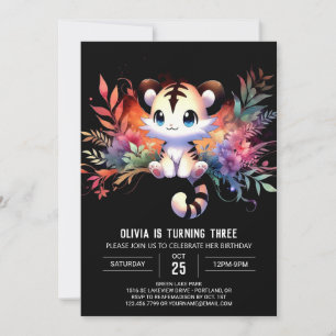 Convite Watercolor Jungle Tiger Birthday
