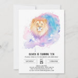 Convite Watercolor Kids Lion Birthday<br><div class="desc">Aproveite a alegria do seu dia especial com o nosso convite de aniversário para o Leão das Crianças da Watercolor. Esta design de baleia apresenta um leão encantador em aquarelas vibrantes, criando uma atmosfera lúdica e viva. Os detalhes personalizáveis facilitam a adição de um toque pessoal, garantindo que a personalidade...</div>