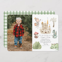 Watercolor Knight Dragon Castle Boy Birthday