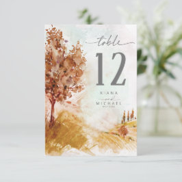 Convite Watercolor Landscape Table Number Autumn ID786