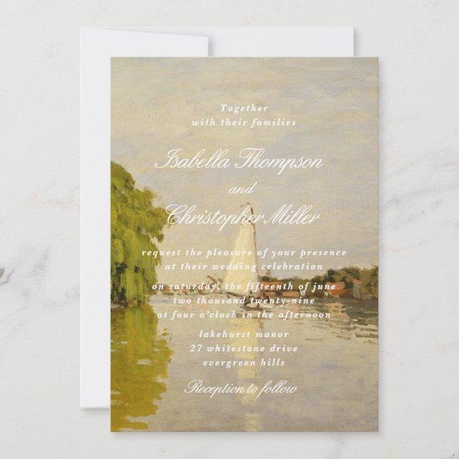 Convite Watercolor Landscape Wedding Invitation (Frente)