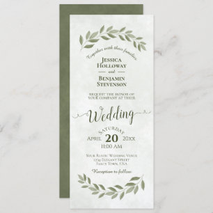 Convite Watercolor Laurel Deixa Casamento Verde Sage