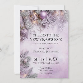 Convite Watercolor lavender New Year's Eve Party 