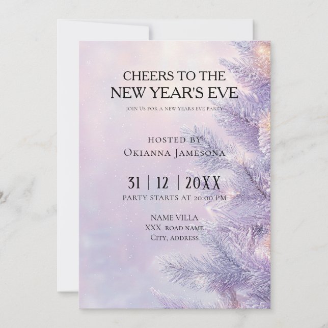 Convite Watercolor lavender New Year's Eve Party  (Frente)