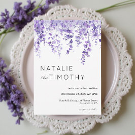 Convite Watercolor Lavender Rustic Boho Botanical Wedding 