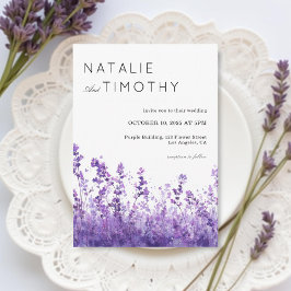 Convite Watercolor Lavender Rustic Boho Botanical Wedding 