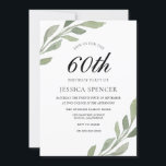 Convite Watercolor Leaf Womans significa 60º Aniversário C<br><div class="desc">Watercolor Leaf Womans significa 60º Aniversário Convidar Moderna elegante cor aquática Palha verde Variações ao convite e itens correspondentes em nossa loja</div>