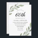 Convite Watercolor Leaf Womans significa 60º Aniversário C<br><div class="desc">Watercolor Leaf Womans significa 60º Aniversário Convidar Moderna elegante cor aquática Palha verde Variações ao convite e itens correspondentes em nossa loja</div>