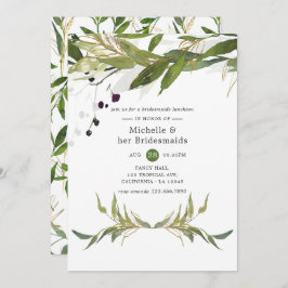 Convite Watercolor Leafy Greenery Bridesmaids Luncheon