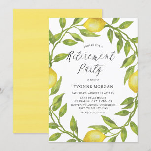 Convite Watercolor Lemon Greenery Wreath
