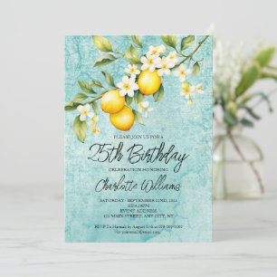 Convite Watercolor Lemon Themed 25 Birthday
