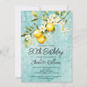 Convite Watercolor Lemon Themed 80 Birthday