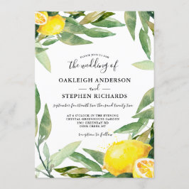 Convite Watercolor Lemon Wreath Boho Wedding