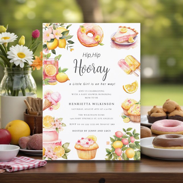 Convite Watercolor Lemonade Sweet Treats Baby Shower (Criador carregado)