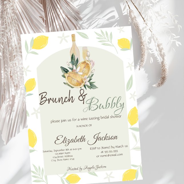 Convite Watercolor Lemons Frame Brunch e Bubble (Criador carregado)